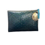 Woven Palm Leaf Blue-Green Clutch With Shell Accent & Tassel Boho Chic Handbag