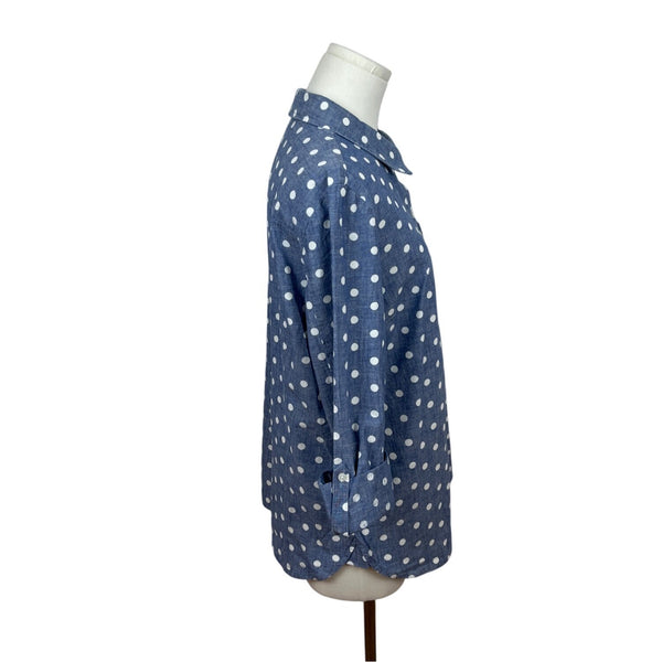 Tommy Hilfiger Womens Blue & White Polka Dot Button-Up Shirt Size L - New