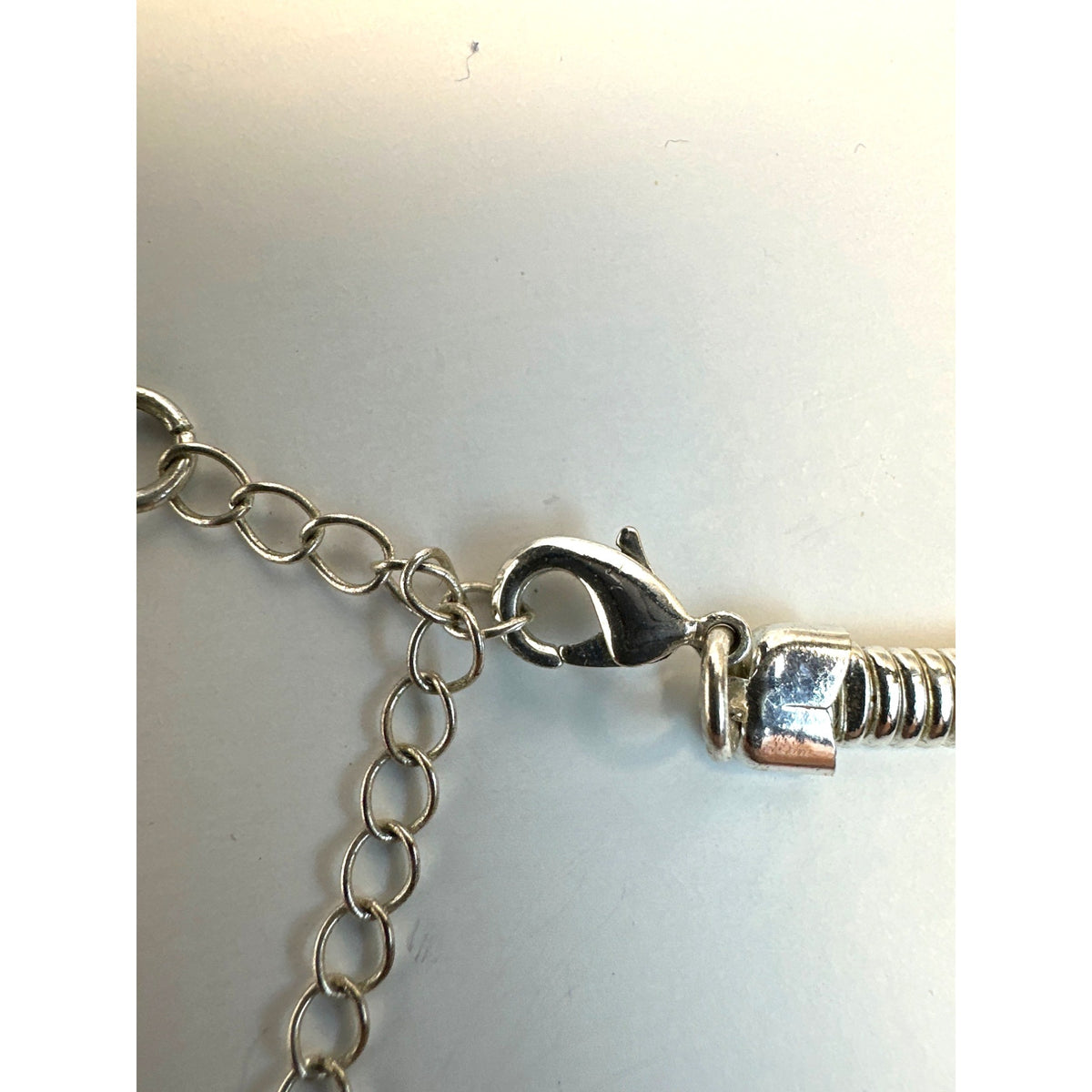 Liz Claiborne Silver Tone Omega Chain Necklace with Blue Pendant - 18in