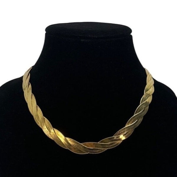 Vintage O.S. Avon Women's Gold Tone Braided Chain Necklace - 18.5in