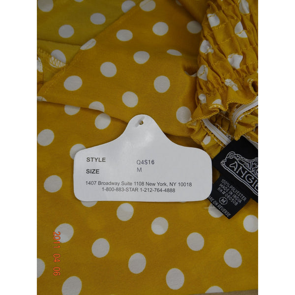 NWT Angie Yellow Polka Dots Dress for Woman Size M Long Tail Summer