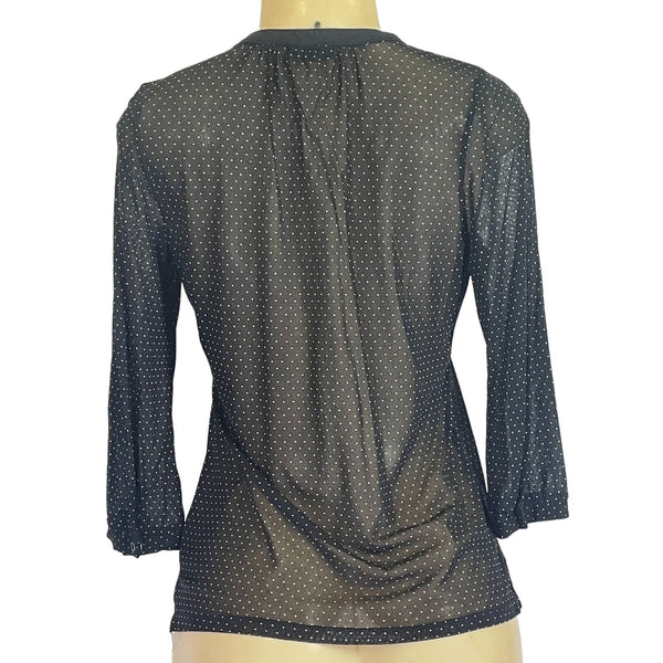 NWT The limited Long Sleeve Blouse Black With White Dots Size Small Women's Shirt