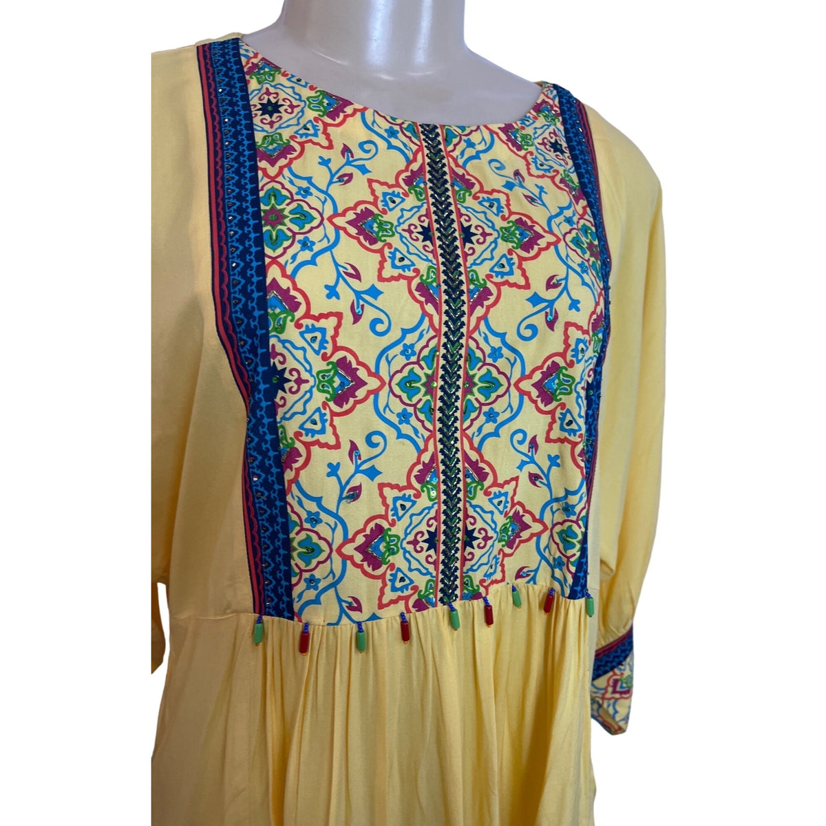 Sailor Women's Yellow Woven Long Kurti Dress Sz L - NWT