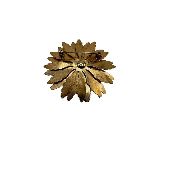 Vintage Gold Tone Flower Brooch Pin