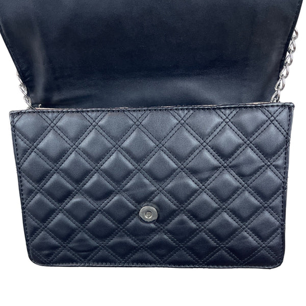 Guess Matte Black Quilted Pattern Chain Strap Crossbody Purse Sz S