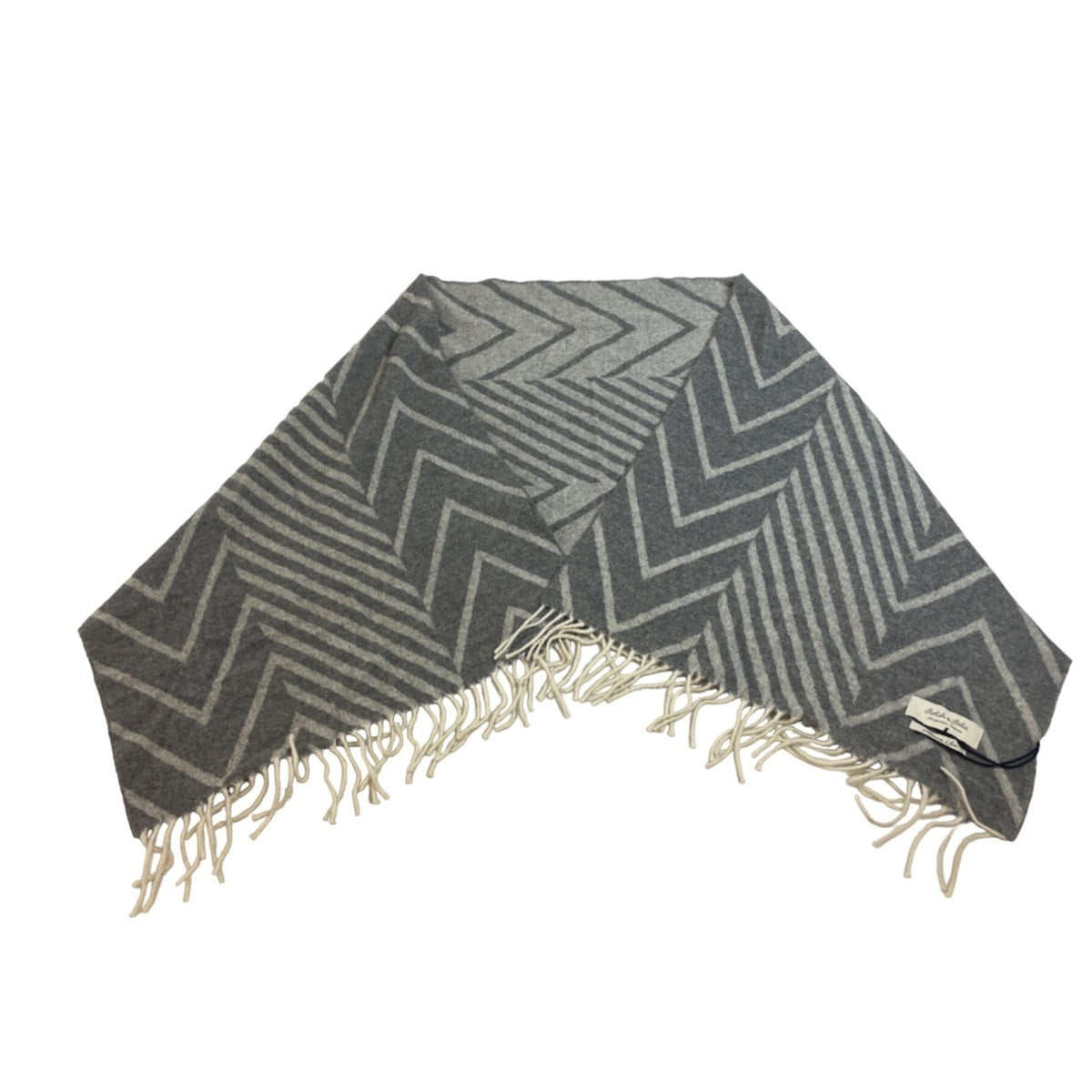 Scotch & Soda Grey Chevron Print Unisex Wool Shawl - New