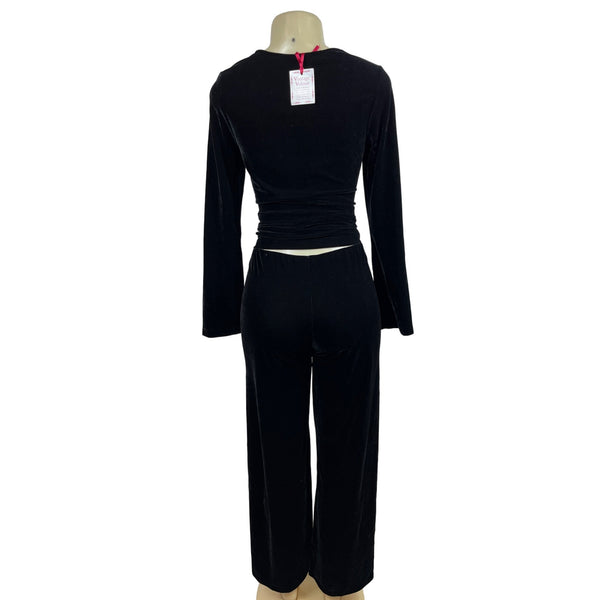 Pajamagram Long Sleeve Blouse with Black Pants Size S/M