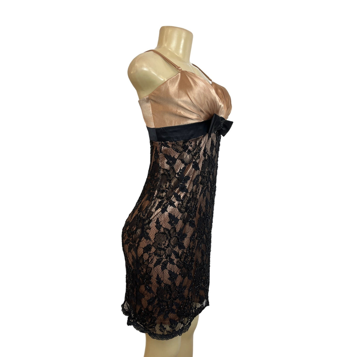 Absolut Women's Rose Gold and Black Lace Mini Dress Sz 8