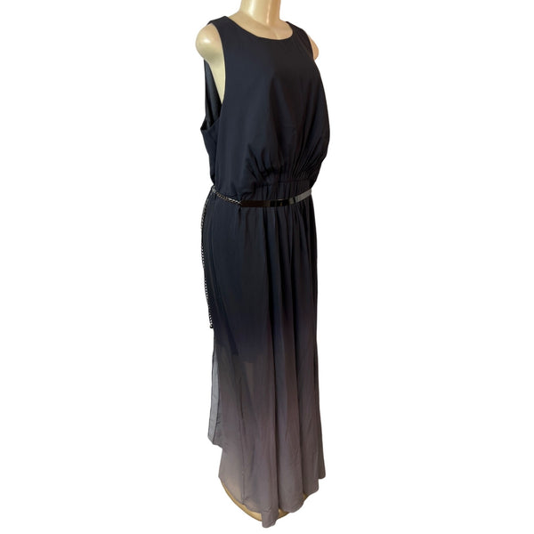 City Chic Smoke Black Statement Ombre Sleeveless Women's Maxi Dress Sz L - New