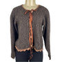 Vintage Hot Knots Brown & Gray Knit Ribbon Detail & Lace Trim Cardigan