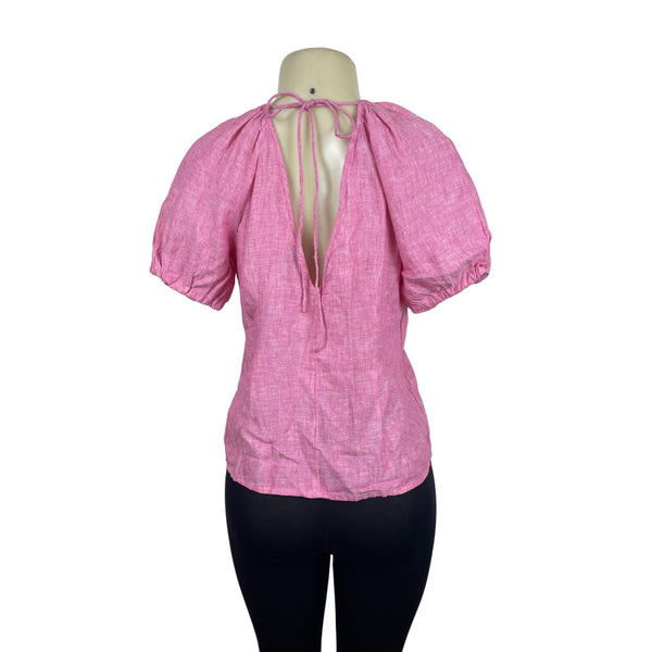 J. Crew Womens Pink Button-Front Blouse With Back Tie Closure Sz 4 - New