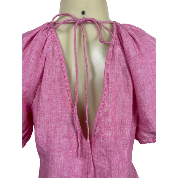 J. Crew Womens Pink Button-Front Blouse With Back Tie Closure Sz 4 - New