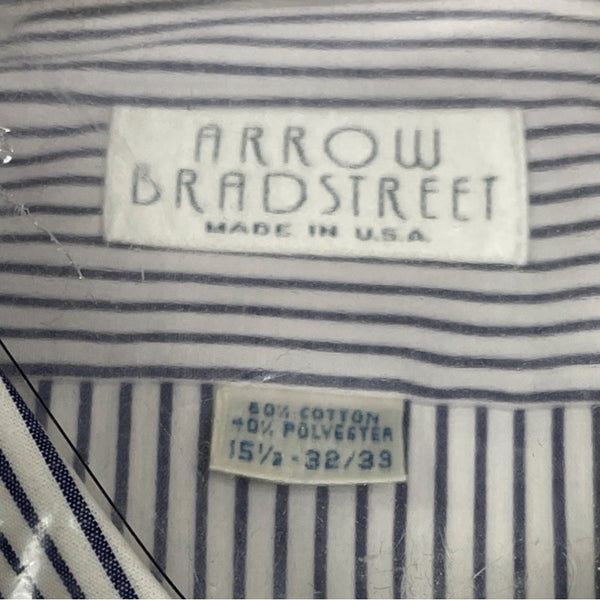 Vtg Arrow Bradstreet Men Long Sleeve Shirt Navy White Stripe Sz 15 1/2 - New