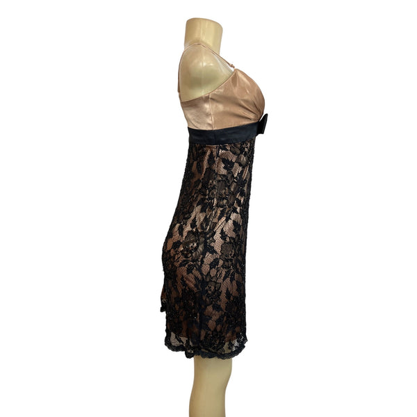 Absolut Women's Rose Gold and Black Lace Mini Dress Sz 8