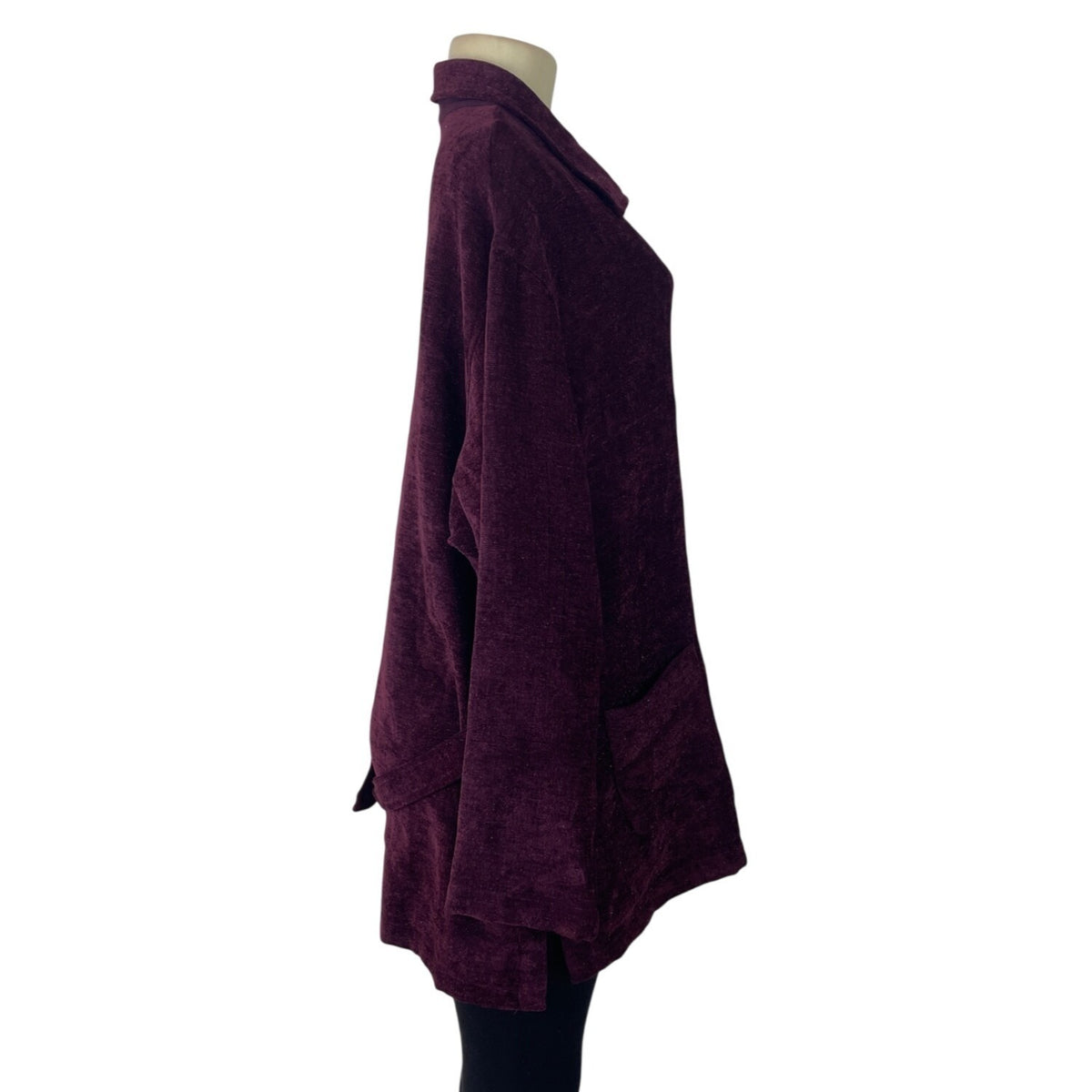 Vintage Jessica Howard Burgundy Button-Up Chenille Jacket With Front Pockets