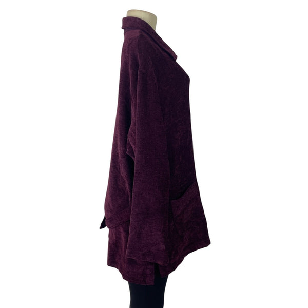 Vintage Jessica Howard Burgundy Button-Up Chenille Jacket With Front Pockets