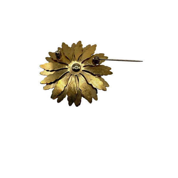 Vintage Gold Tone Flower Brooch Pin