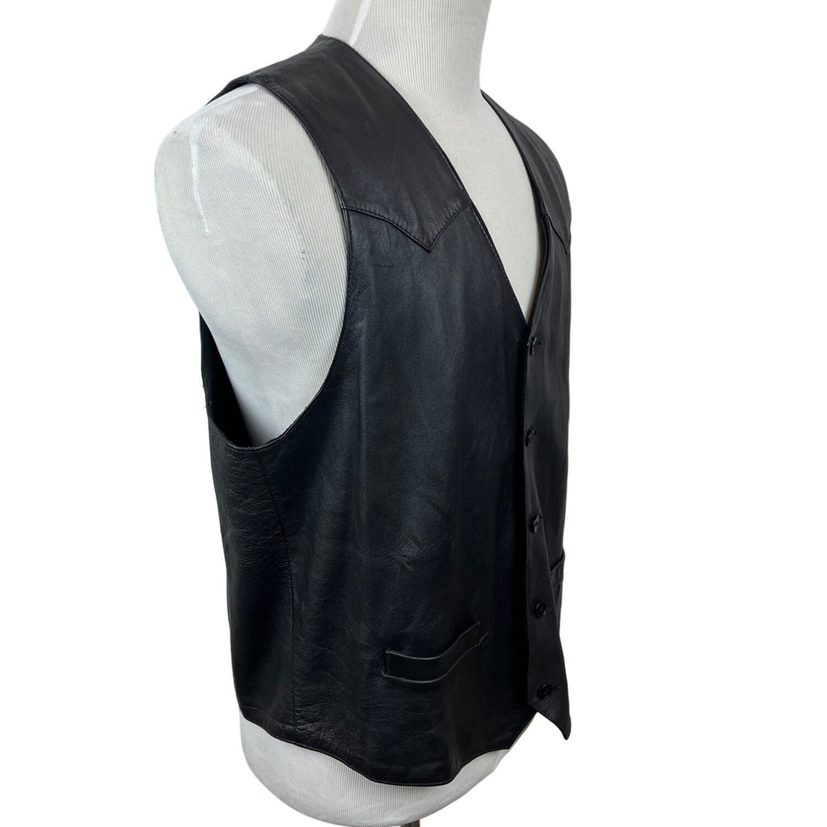 Scully Men's Black Leather Vest Sz 46 (US 36)