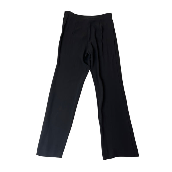 Eileen Fisher Womens Black Satin Georgette Crepe Wide-Leg Pants Size PP - New