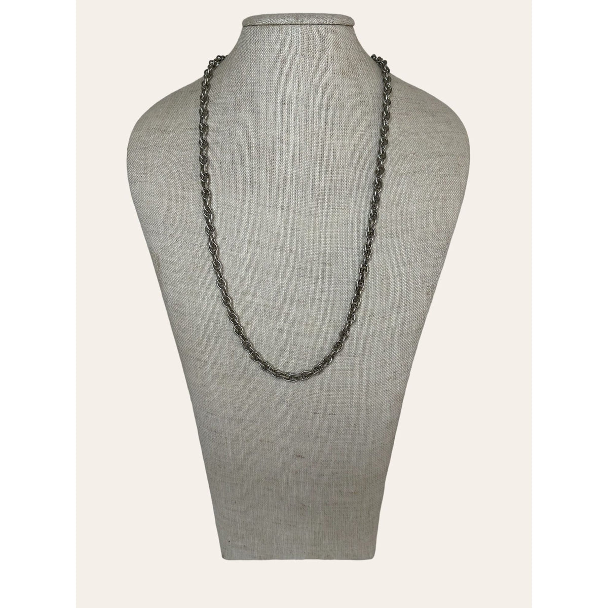 Vintage Silver Tone Rope Necklace - 30in