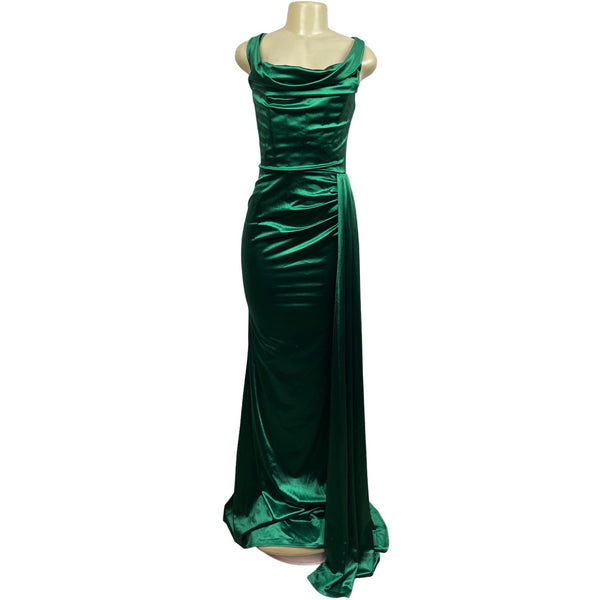 Moda Glam Women’s Green Long Evening Haltered Dress Sz 10