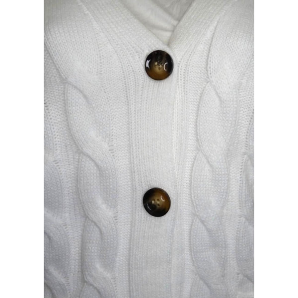 Merokeety Women's White Button Up V Collar Cardigan Sweater Sz S - NWT