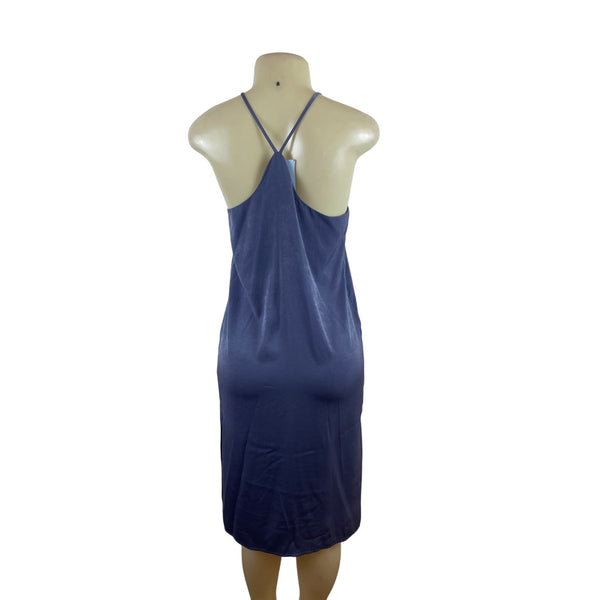 Soprano Womens Blue Spaghetti Strap Midi Dress With Halter Neck Sz S - New