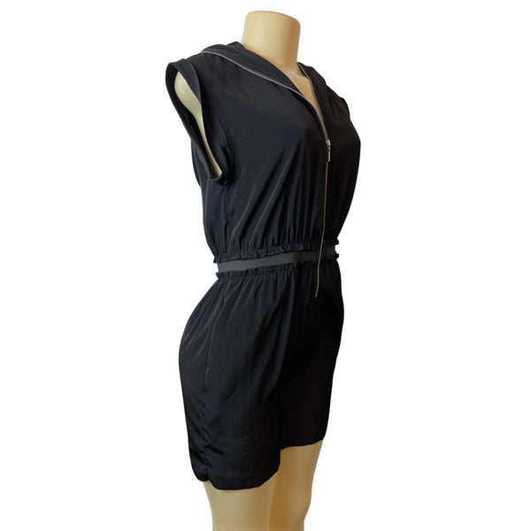 Armani Exchange  Sz 0 Black Sleeveless Hooded Zip-Up Womens Dress