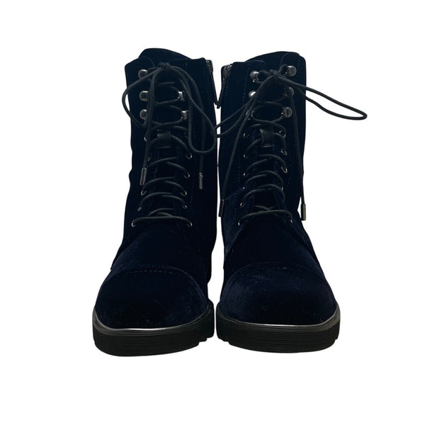 Donald J Pliner Mens Navy Velvet & Leather Carmin-U Combat Boots Size 11M