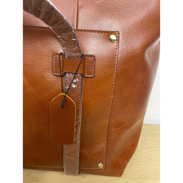 Large Brown Leather Tote Shoulder Hangbag for Women