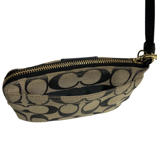 Coach Women's Black And Brown Classic Logo Print Wristlet Coin Purse Sz S