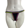 ReeBees Womens Large Black Bikini Bottom With Multicolor Crochet Trim Sz L- NWOT