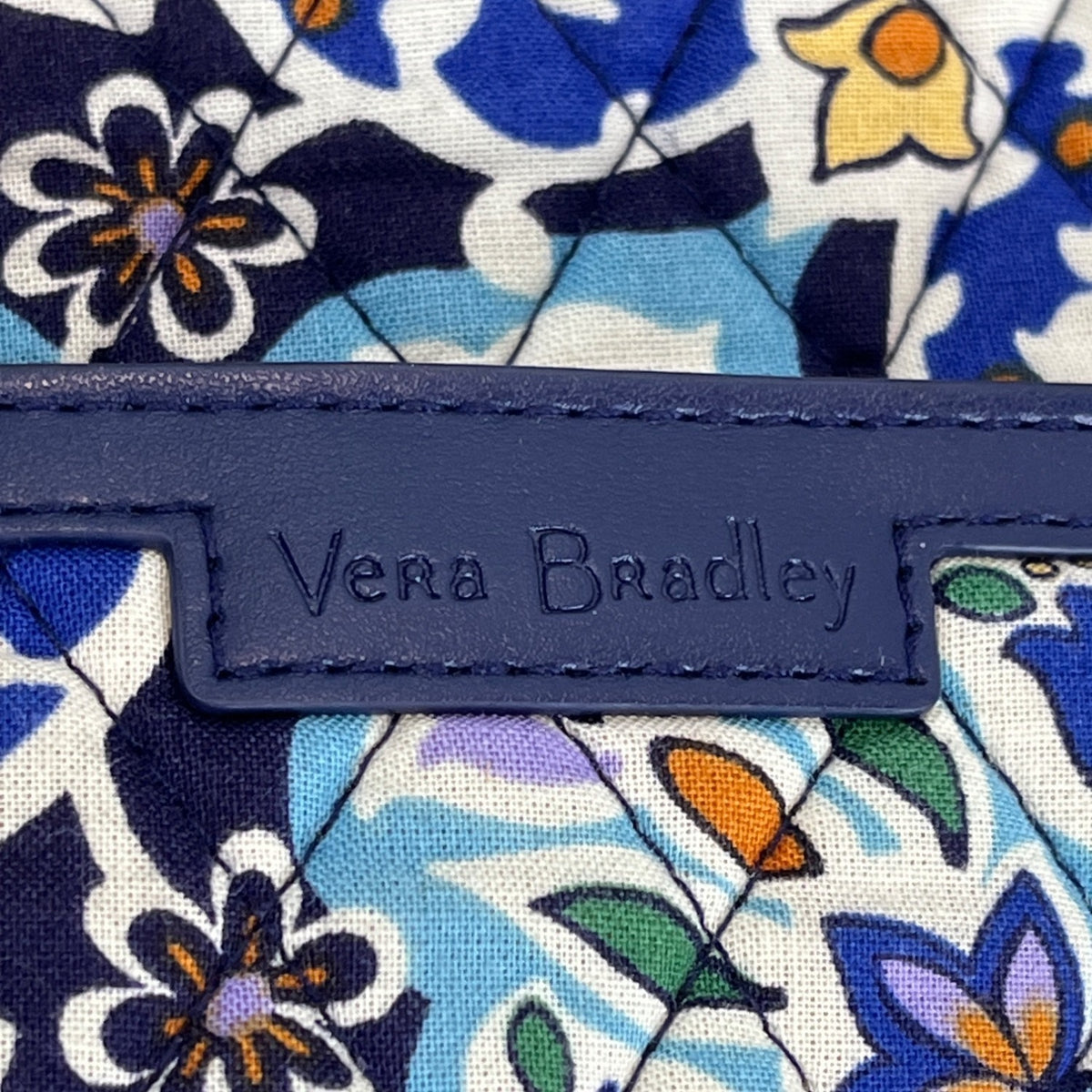 Vera Bradley Blue Floral Pattern Long Straps & Zipper Closure Shoulder Bag Sz L