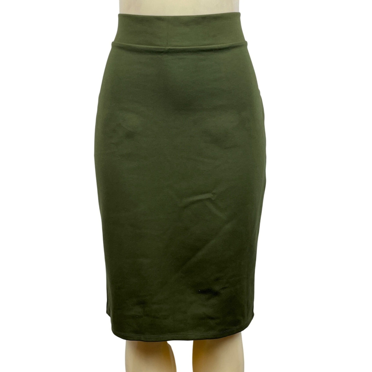 ExChic Olive Green Viscose Blend Knee-Length Womens Pencil Skirt XL