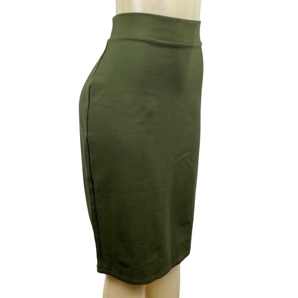 ExChic Olive Green Viscose Blend Knee-Length Womens Pencil Skirt XL