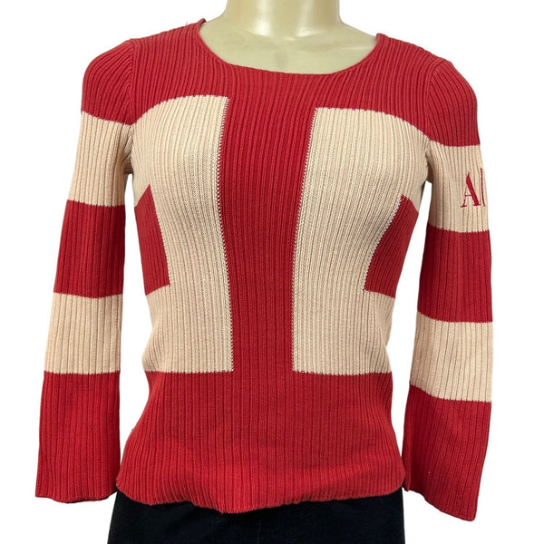 Armani Exchange Women’s Red Long Sleeve Knitted Sweater Shirt Sz XS