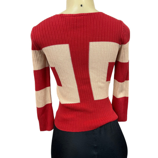 Armani Exchange Women’s Red Long Sleeve Knitted Sweater Shirt Sz XS