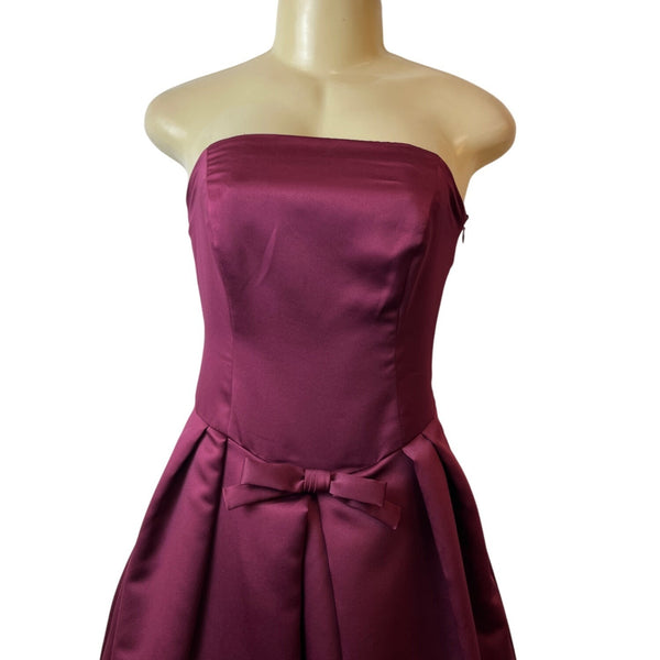 Vera Wang  Burgundy Red Strapless Gown Fall Evening Womens Formal Dress Sz 4