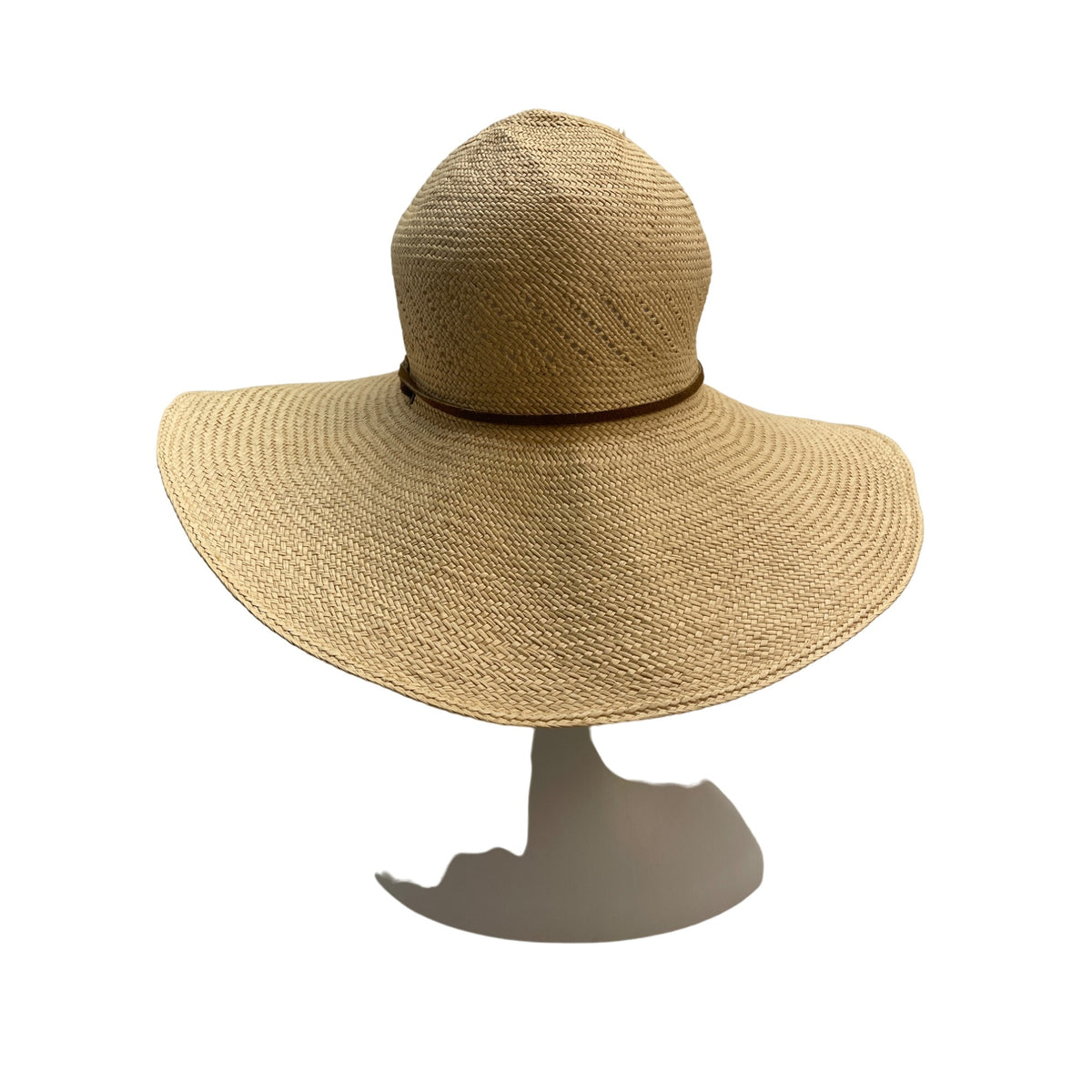 Pantropic Women's Woven Extended Brim Beige Straw Hat With Adj Strap - One Size