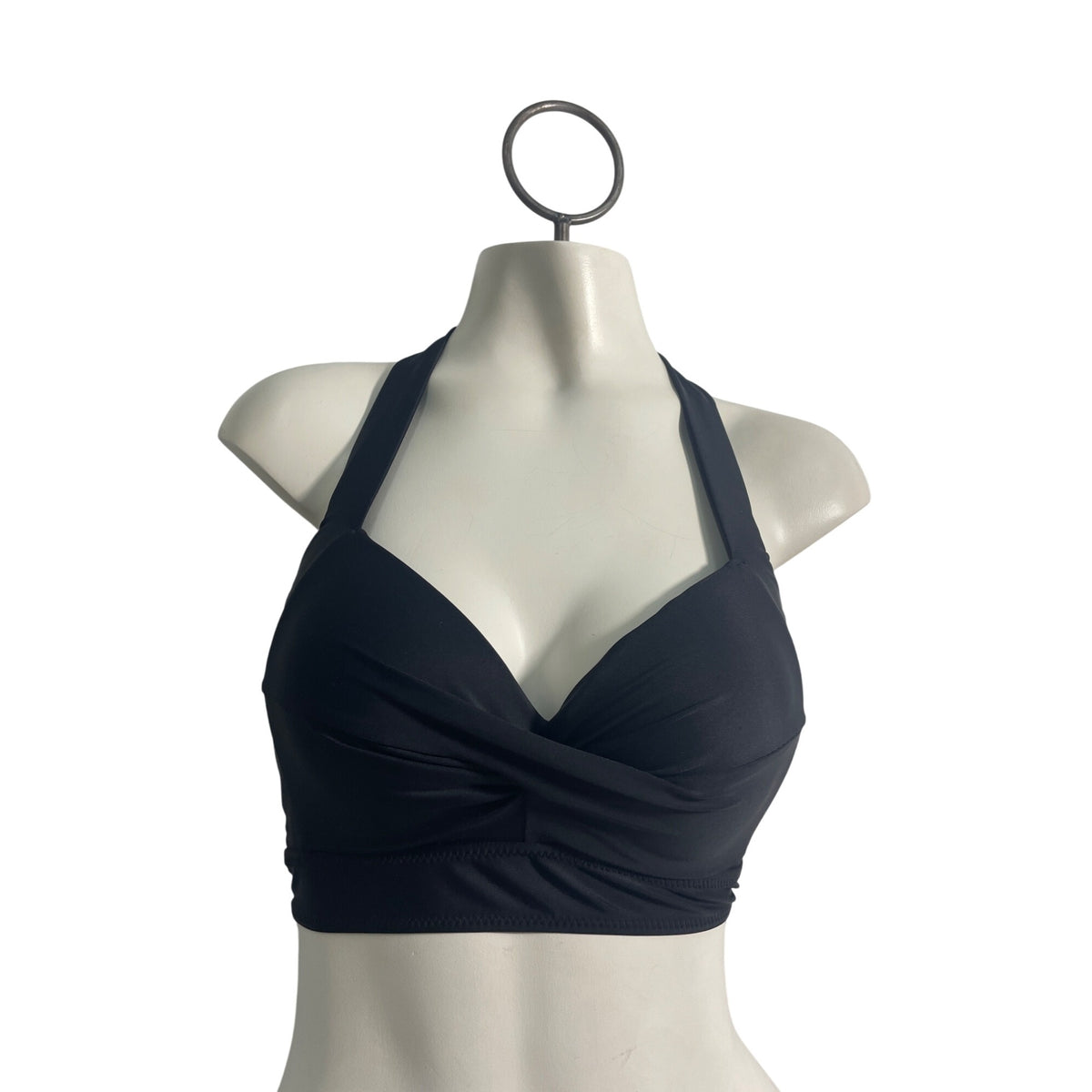 Tempt Me Black Adjustable Straps Padded Cups Women Halter Bikini Top Sz M - New