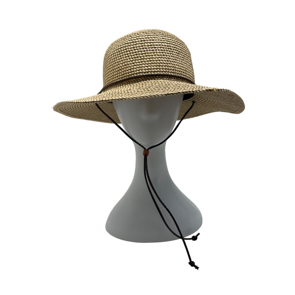 Solar Escape Wide Brim Straw Sun Hat With Chin Strap & Braided Band - One Size