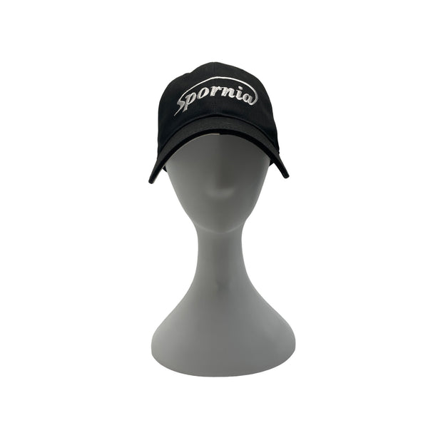 Spornia Black Baseball Cap With Embroidered Logo Adjustable Strap