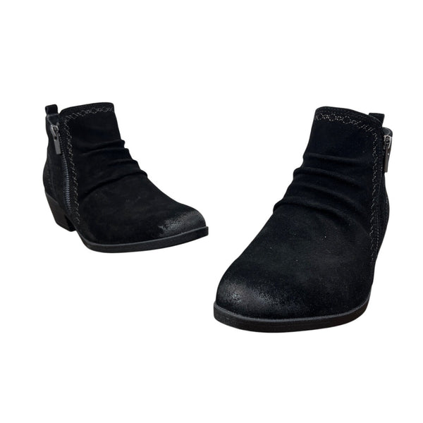 Collette Cheryl Black Suede Ankle Boots Womens With Side Zipper Size 8 - NEW