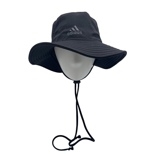 Adidas Black Bucket Hat With Chin Strap Recycled Polyester & Spandex Adjustable Fit