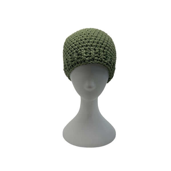 Handmade Olive Green Crochet Beanie Hat Adult Unisex Soft & Warm Winter Accessory