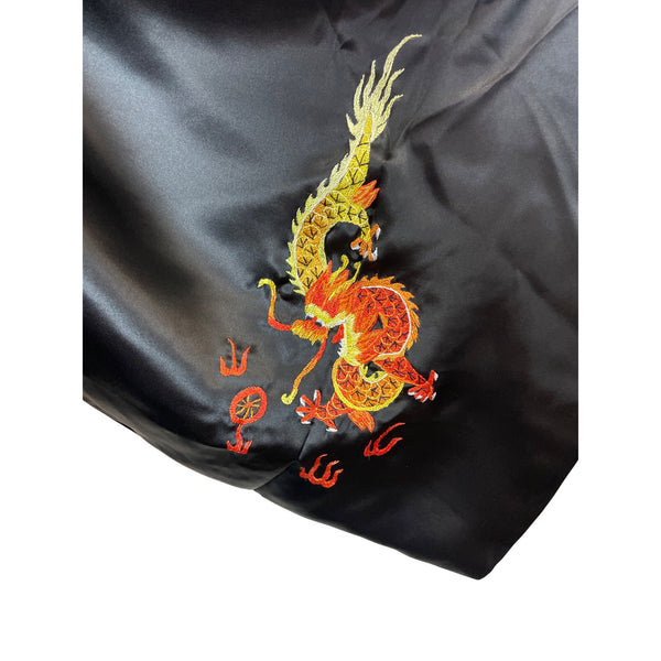 Tianshuia Embroidered Dragon Design Black Kimono Robe W Belt Closure Sz XL - New