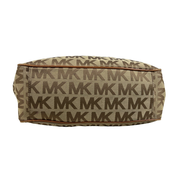 Michael Kors Women's Tan Brown Allison Jacquard Shoulder Bag Sz L