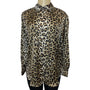 Zara Black Leopard Print Long Sleeve Button Down Fashion Women Blouse Shirt Sz S