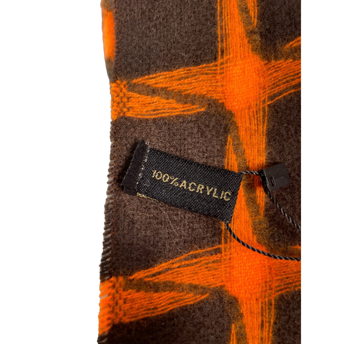 Unisex Black Grey and Orange Square Pattern Scarf One Size - New