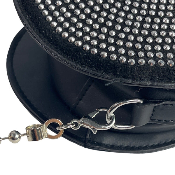 Women's Black Heart Shaped with Metal Studs and Ball Chain Strap Crossbody Bag